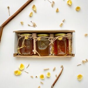 Set of Three Honey Jars with Dippers